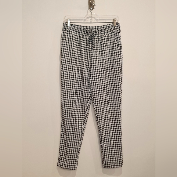 New Look UK houndstooth pintuck jogger style trousers, black white, size US 8 - Picture 2 of 4